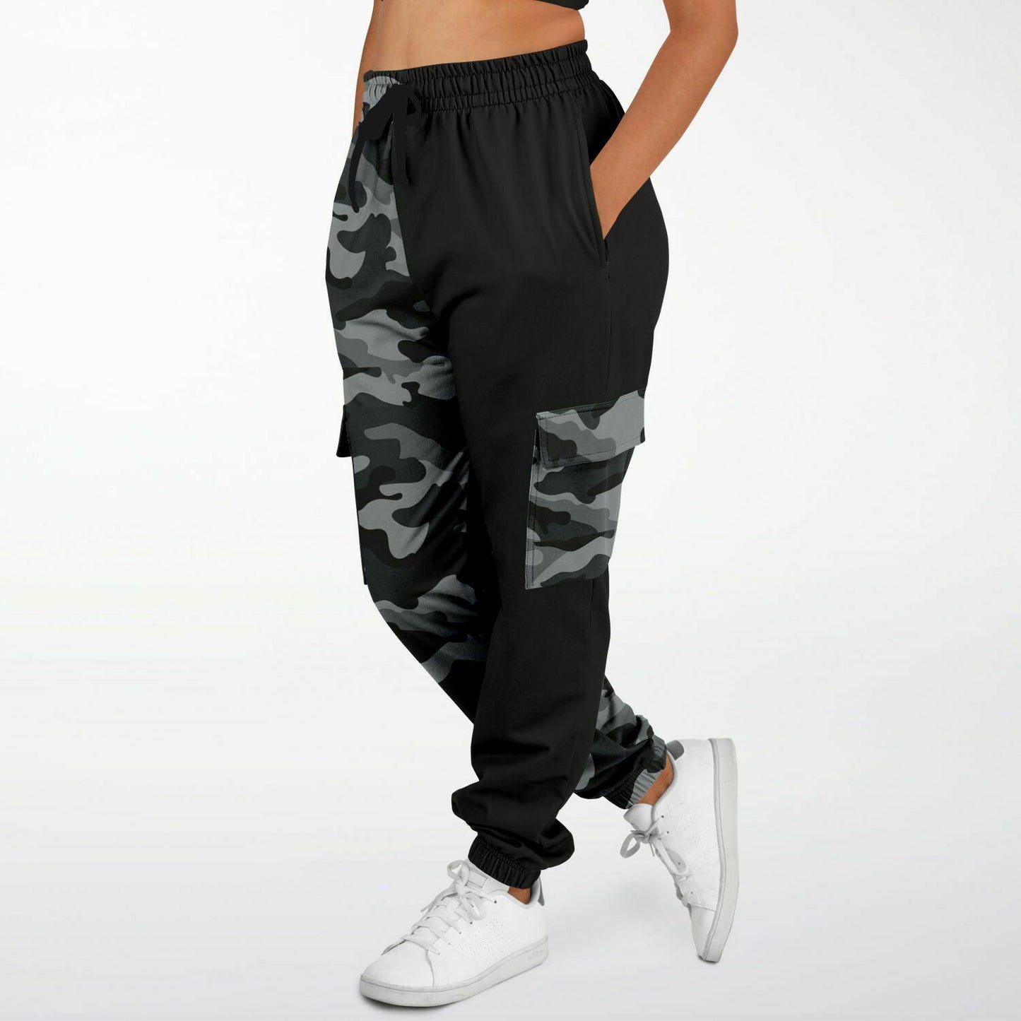 (A) Gray Camouflage Two Tone Sweatpants