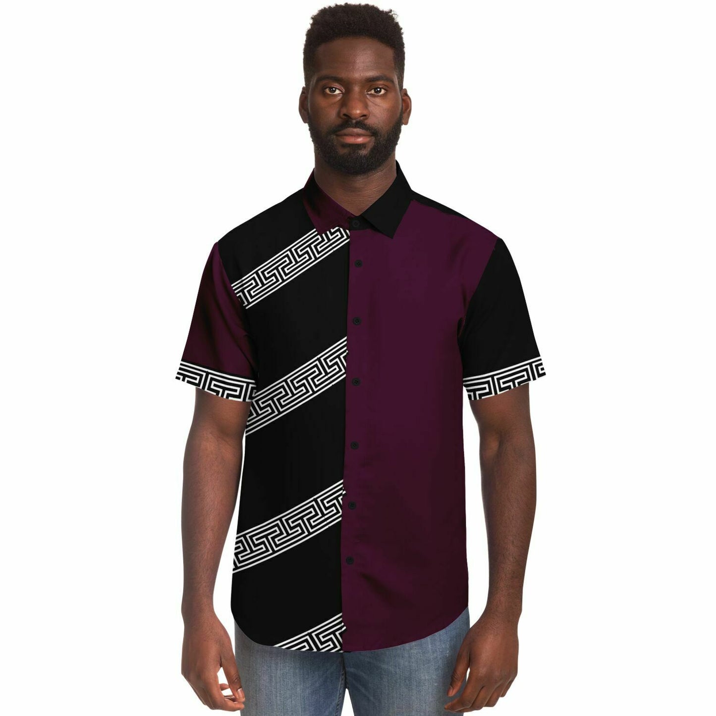 African Print Two Tone Button Down Shirt